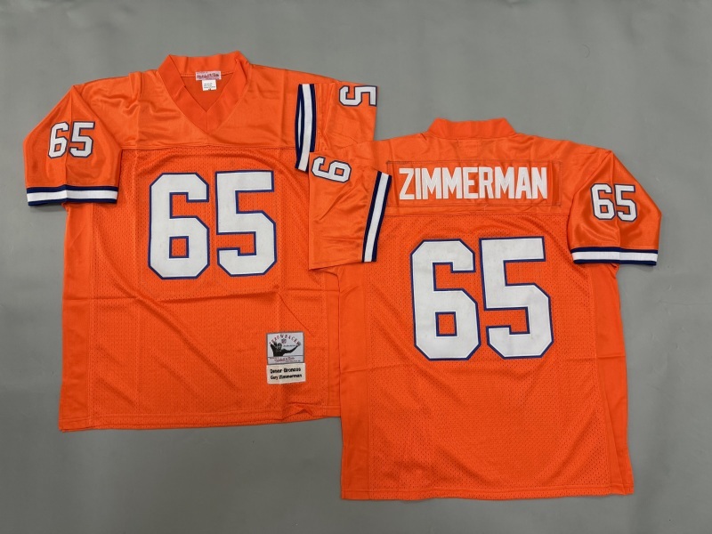 Men 2025 Denver Broncos #65 Zimmerman orange Throwback Limited NFL Jersey style 001